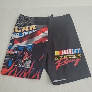 Men's Hurley Black NASCAR Phantom-Eco Racing  Board short Swim Trunks Size 33